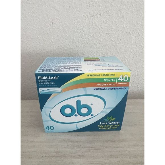 o.b. Fluid-Lock Multi-Pack Tampons, Regular, Super, Super Plus, 40 ct Box - Picture 1 of 4